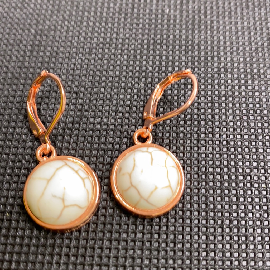 White Buffalo Turquoise, Rose Gold Earrings